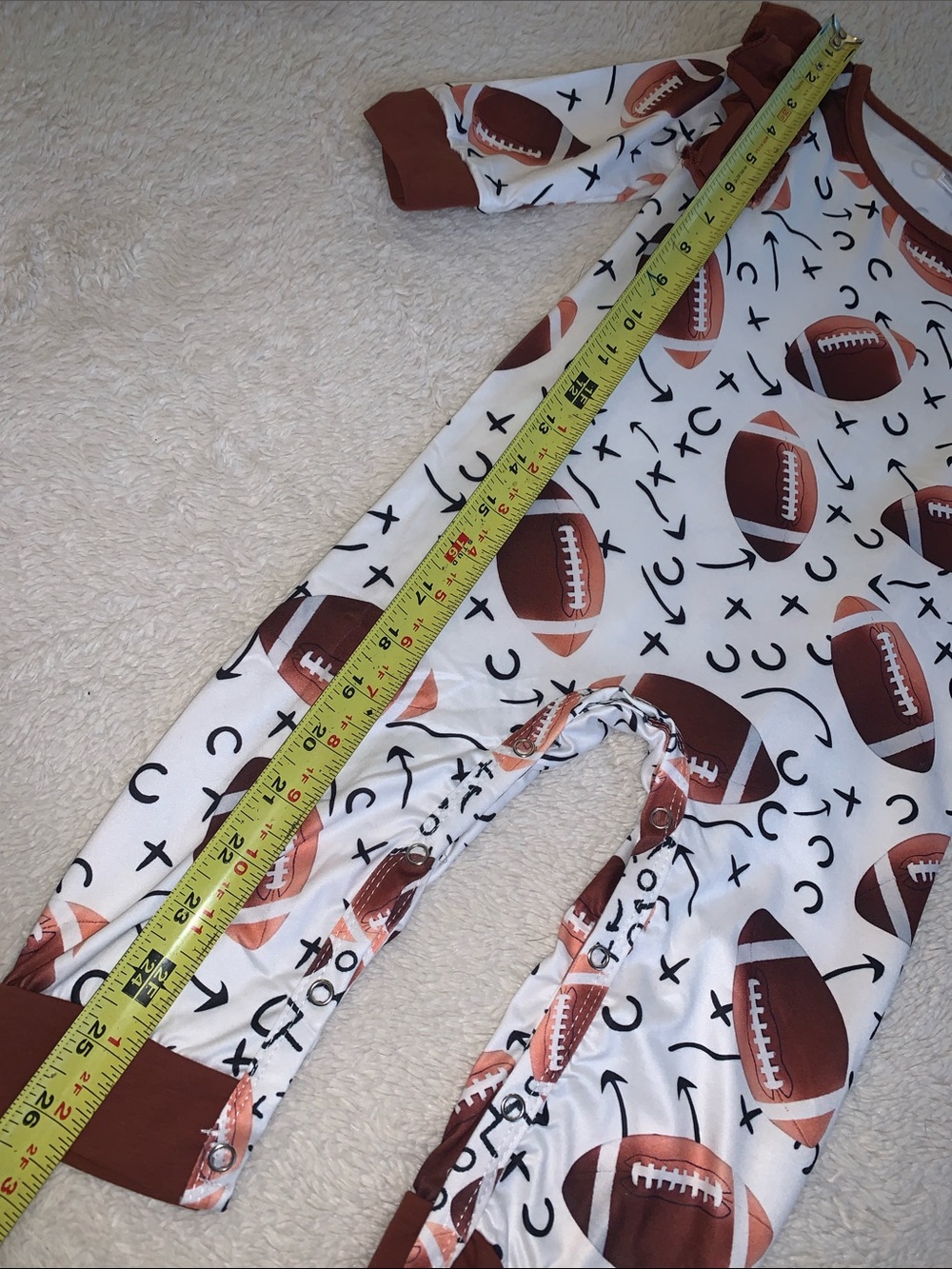 NWOT Rylee Faith Designs Football Ruffle Romper 12-18M - Picture 7 of 8
